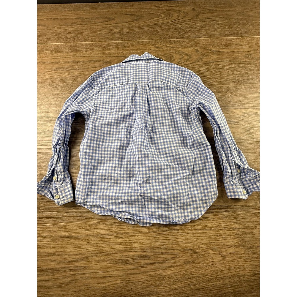 Ralph Lauren Kids Blue Gingham Cotton Button Down Shirt Size 6 Long Sleeve Pony - Picture 10 of 10